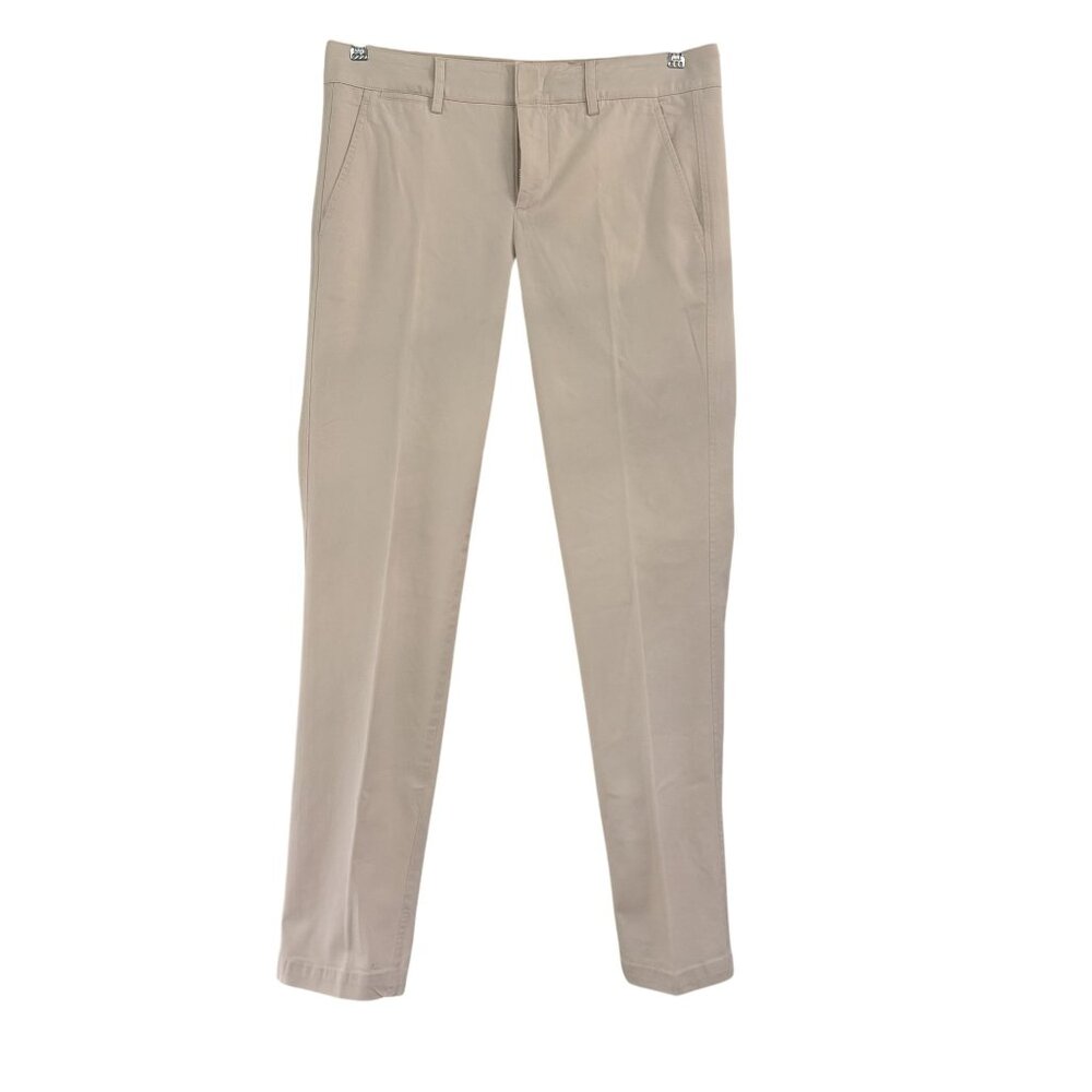Vince Womens Cream  Cropped Cotton Stretch Straight Leg Trousers Pants Size 4